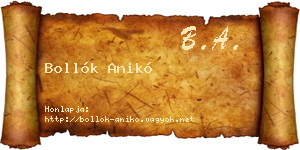 Bollók Anikó névjegykártya
